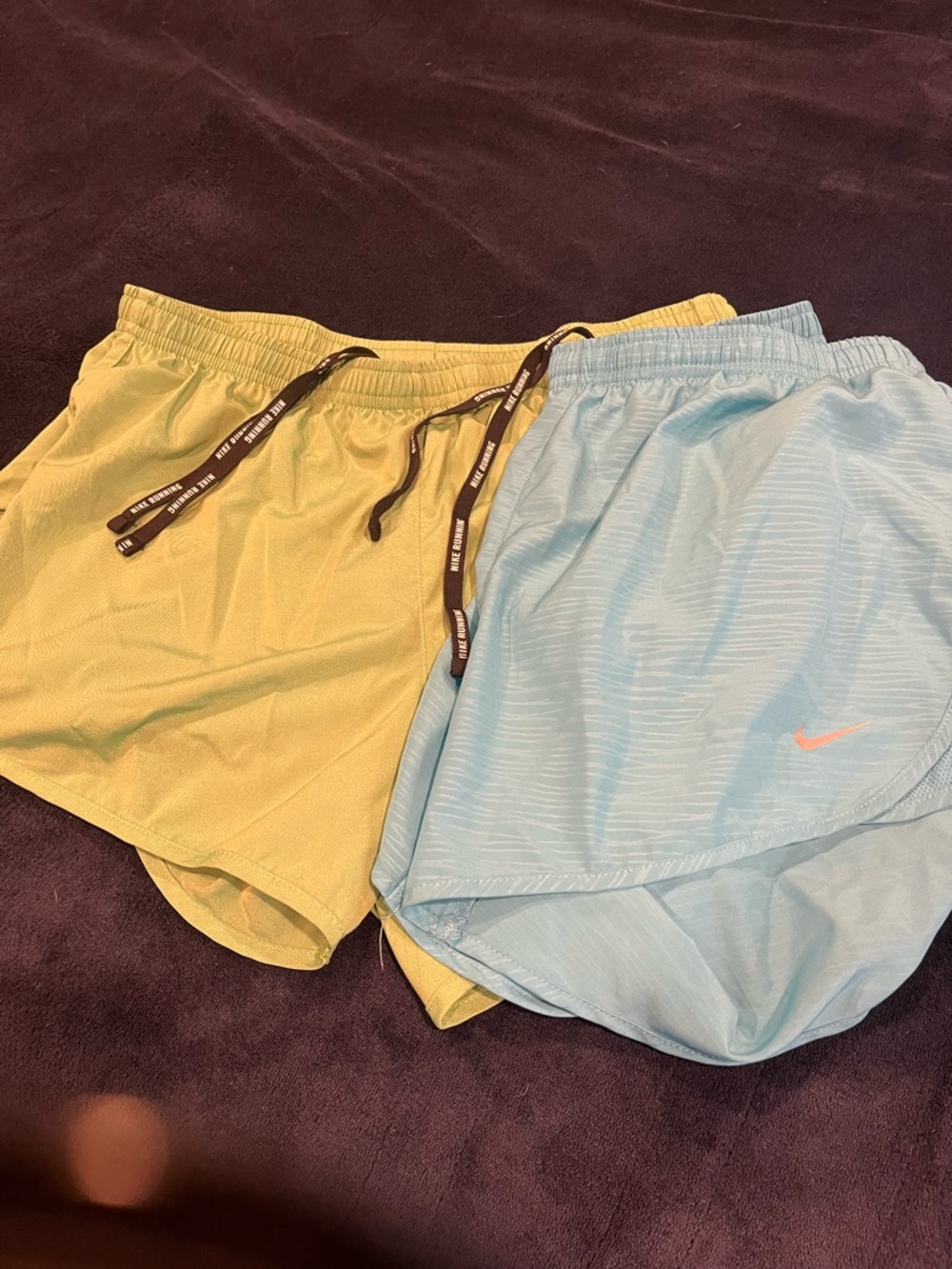 Nike Light Blue Athletic Shorts + Lime Green Drawstring Shorts